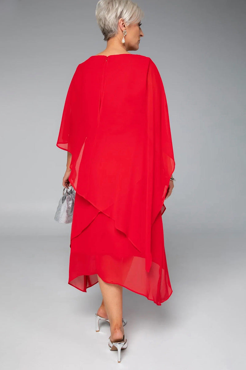 RED CHIFFON LAYED FORMAL EVENT DRESS