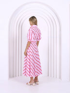 LIGHT PINK AND RED STRIPE DRESS
