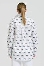 RELAXED GIRLFRIEND SHIRT WHITE WITH NAVY PONY