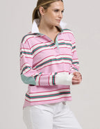 RUGBY TOP PINK MULTI STRIPE