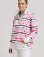 RUGBY TOP PINK MULTI STRIPE