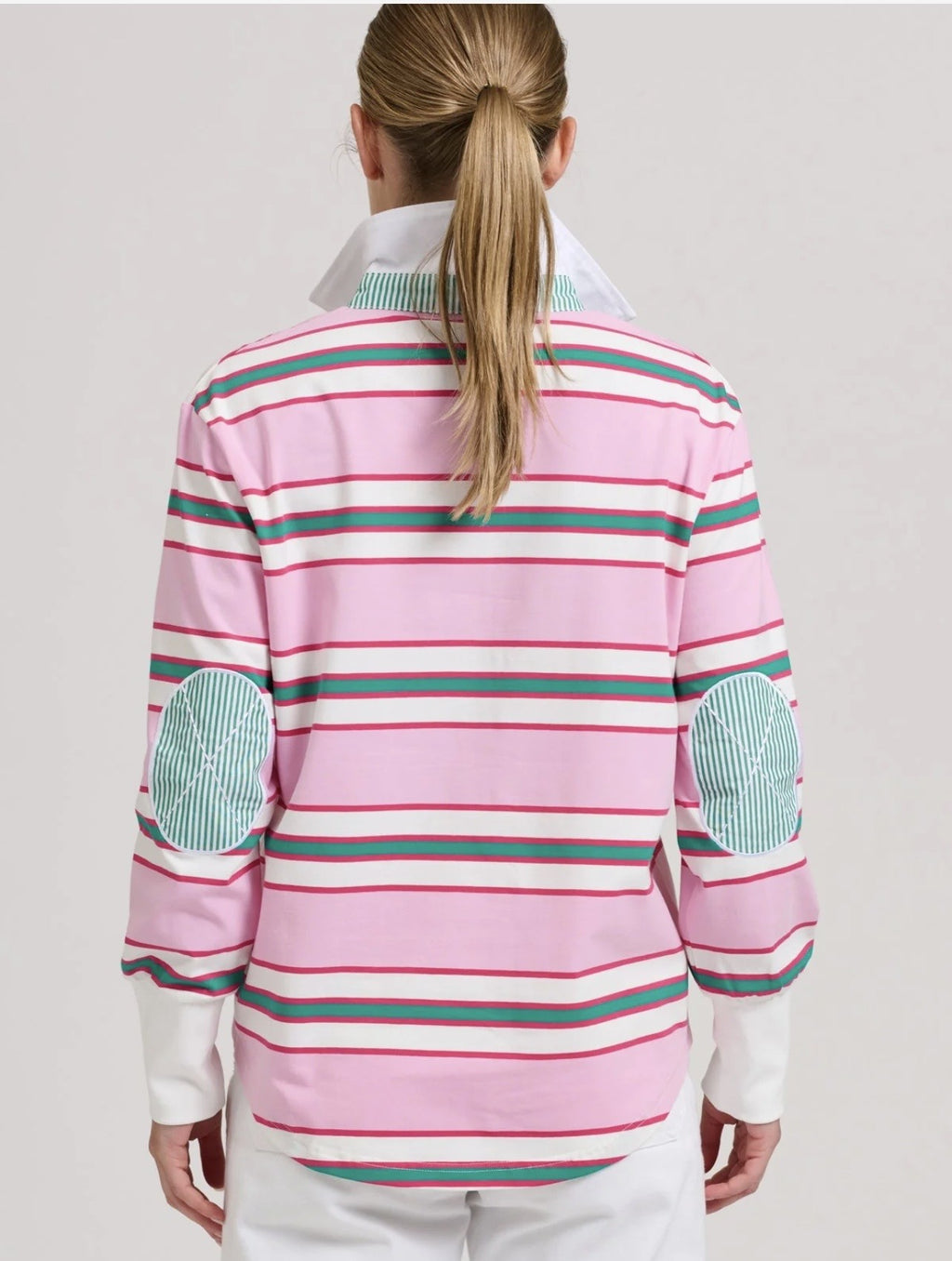RUGBY TOP PINK MULTI STRIPE