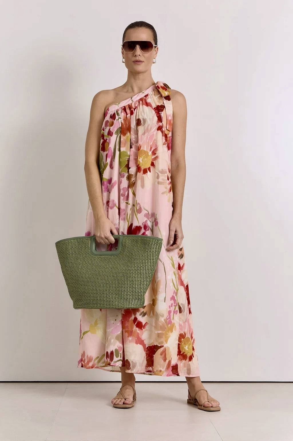 Ricci One Shoulder Cotton Maxi Dress
