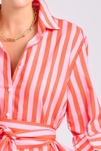 SHIRTY THE LUNA DRESS PINK PAPAYA STRIPE