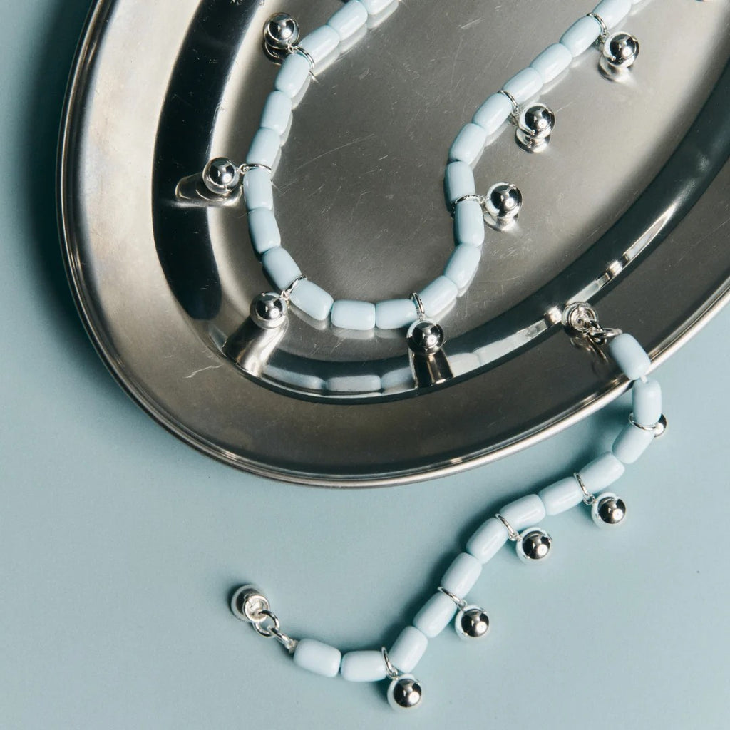 GIMMIE SKY BLUE/SILVER RESIM NECKLACE
