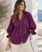 STRIPE NAVY AND HOT PINK BLOUSES