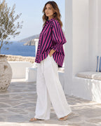 STRIPE NAVY AND HOT PINK BLOUSES