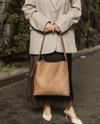 LOUENHIDE Peyton Honey Suedette Shoulder Bag