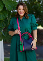 TANYA HANDBAG NAVY/PINK/GREEN