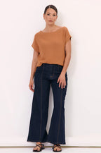 TERRIE COTTON KNIT TOP ORANGE-TAN