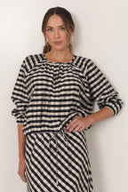 YASMINE RAGIAN SLEVEVE GINGHAM TOP