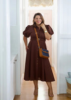 NAVY AND TAN HANDBAG