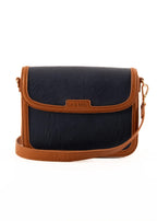NAVY AND TAN HANDBAG