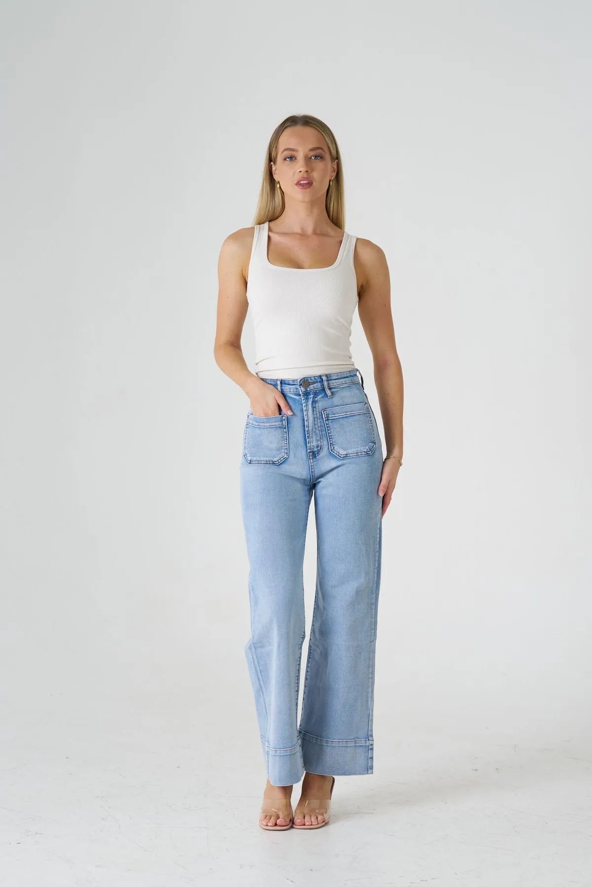 STRECH LIGHT BLUE DENIM JEANS