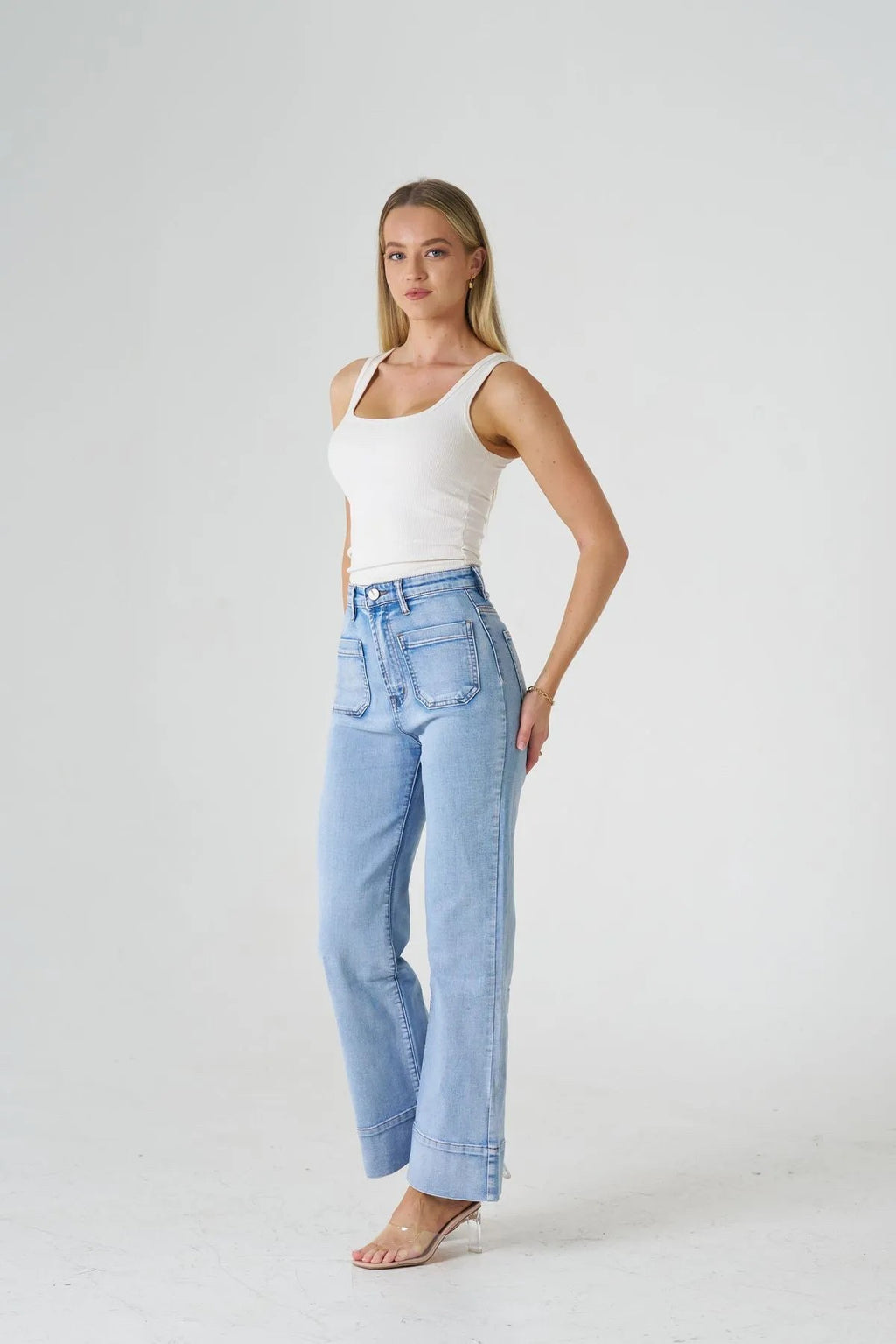 STRECH LIGHT BLUE DENIM JEANS