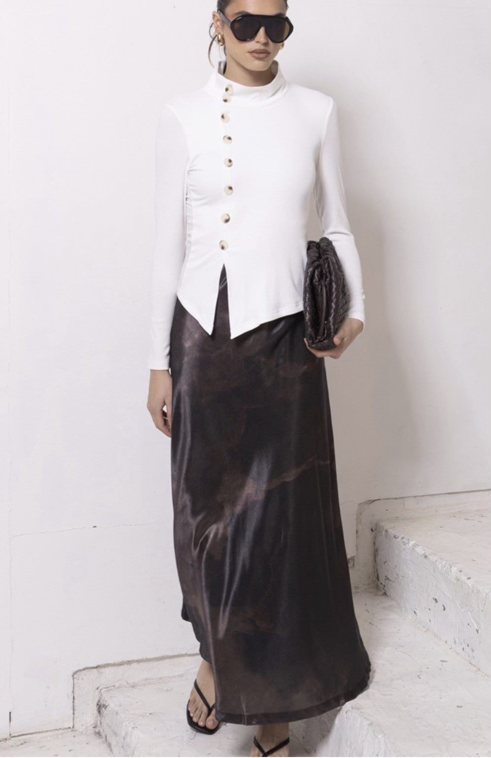 WATERCOLOUR CHOC MAXI SKIRT