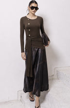 WATERCOLOUR CHOC MAXI SKIRT