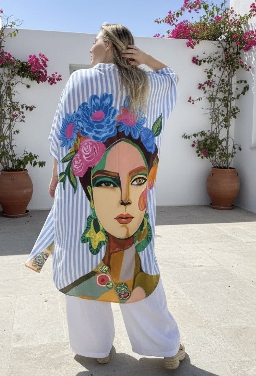 FRIDA SHIRT DRESS-BLUE STRIPE