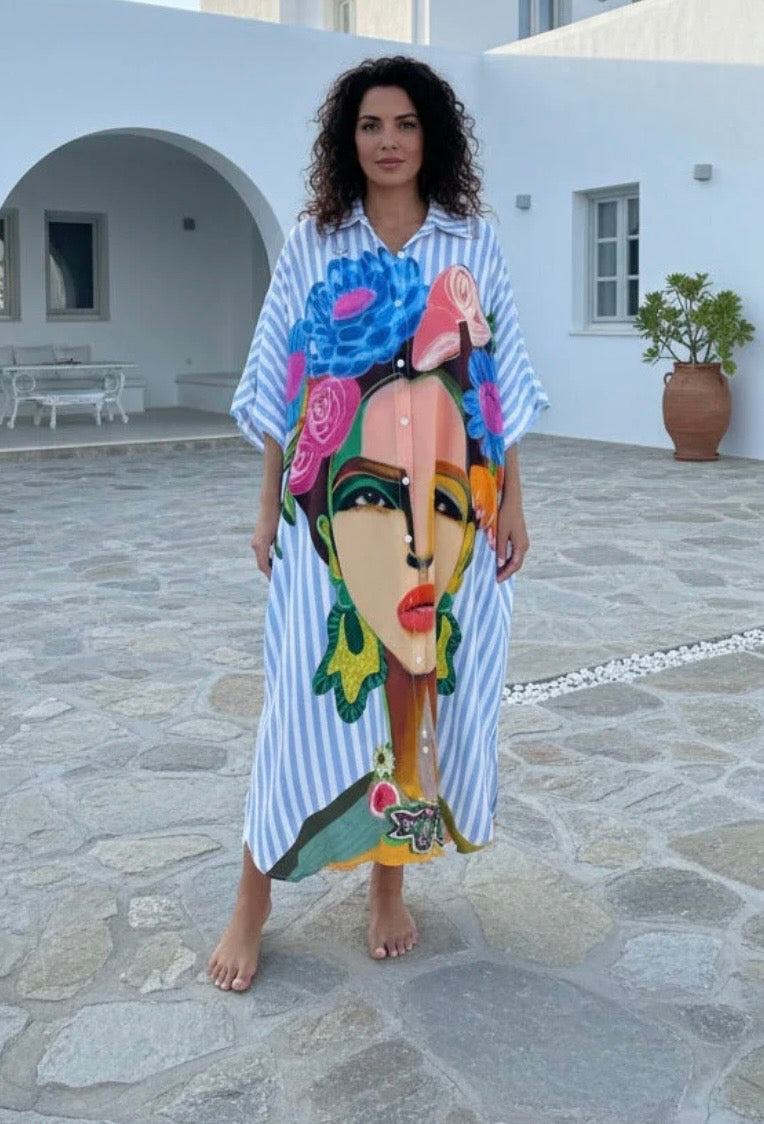 FRIDA SHIRT DRESS-BLUE STRIPE