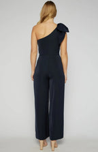 NAVY ONE SHOULDER JUMPSUIT WITH LARGE BOW
