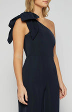 NAVY ONE SHOULDER JUMPSUIT WITH LARGE BOW