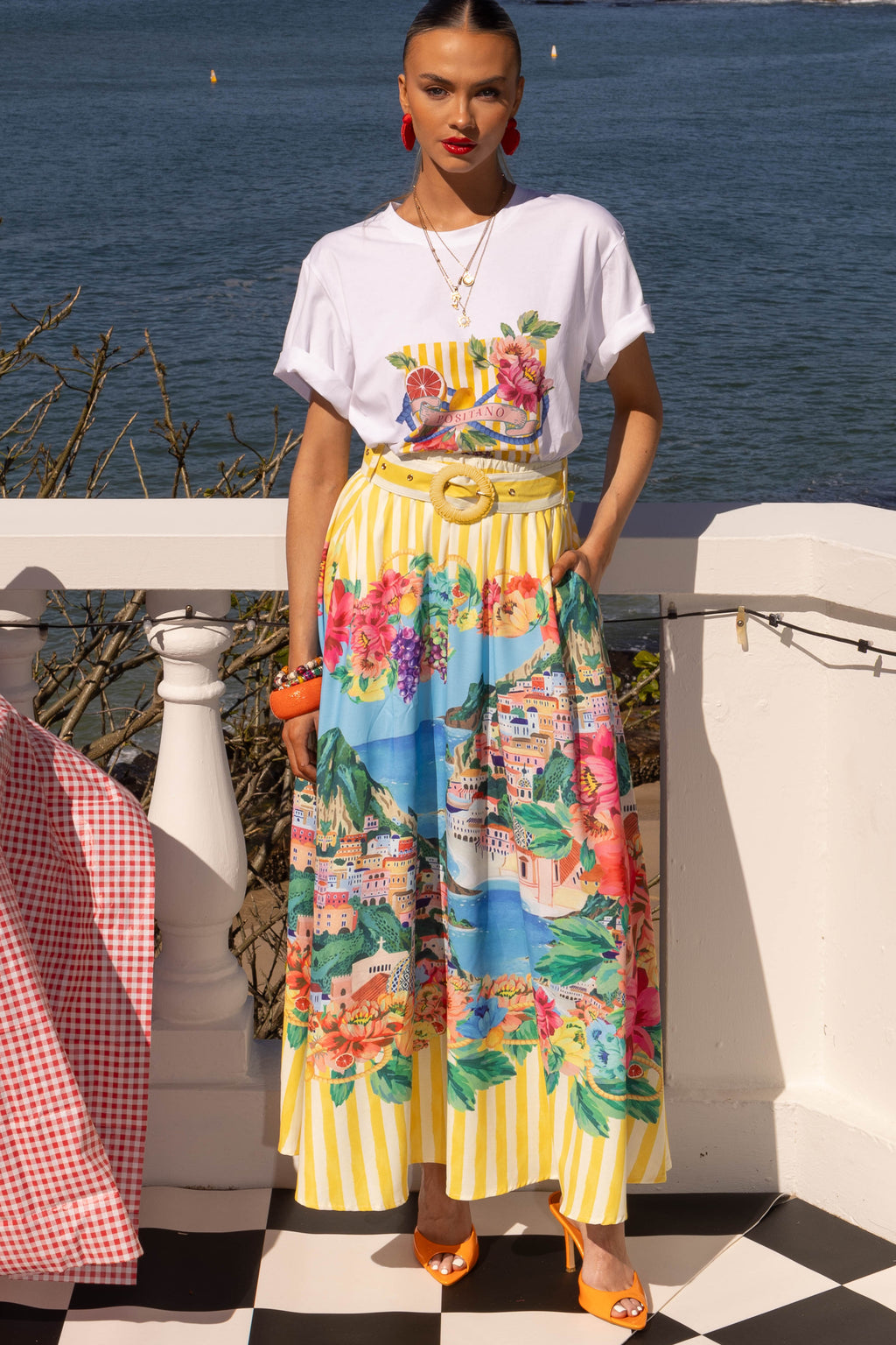 LEMON SPRITS YELLOW STRIPE SKIRT